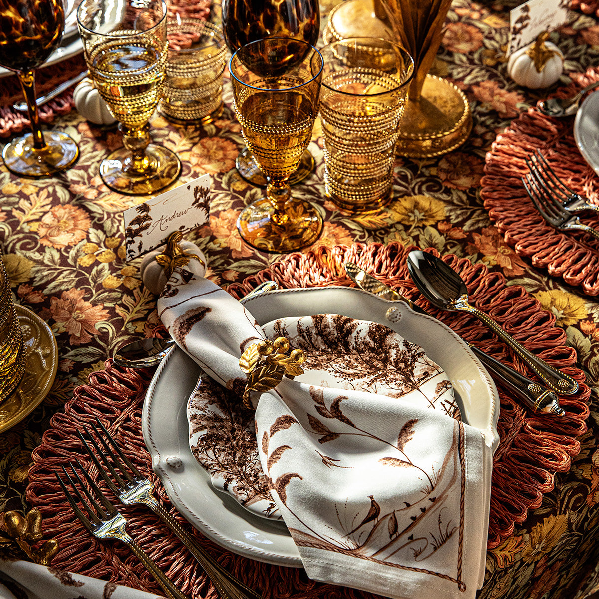 Forest Walk Leaf Napkin Ring Assorted Set/4 - Gold FW