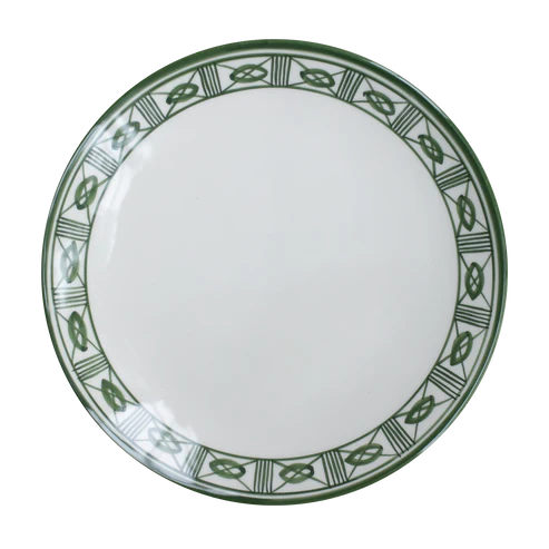 Lisbon Dinner Plate with Filigree Rim ~ hand painted | Verde Green