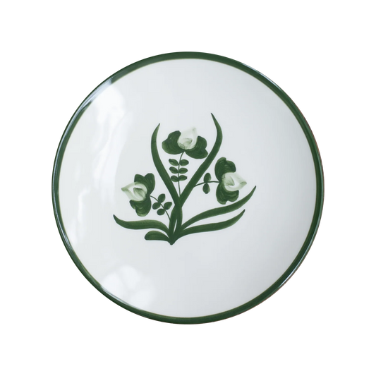 Lisbon Floral Salad Plate ~ hand painted | Verde Green