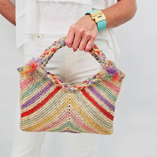 Baldiz Mila Pastel Rainbow Raffia Tote