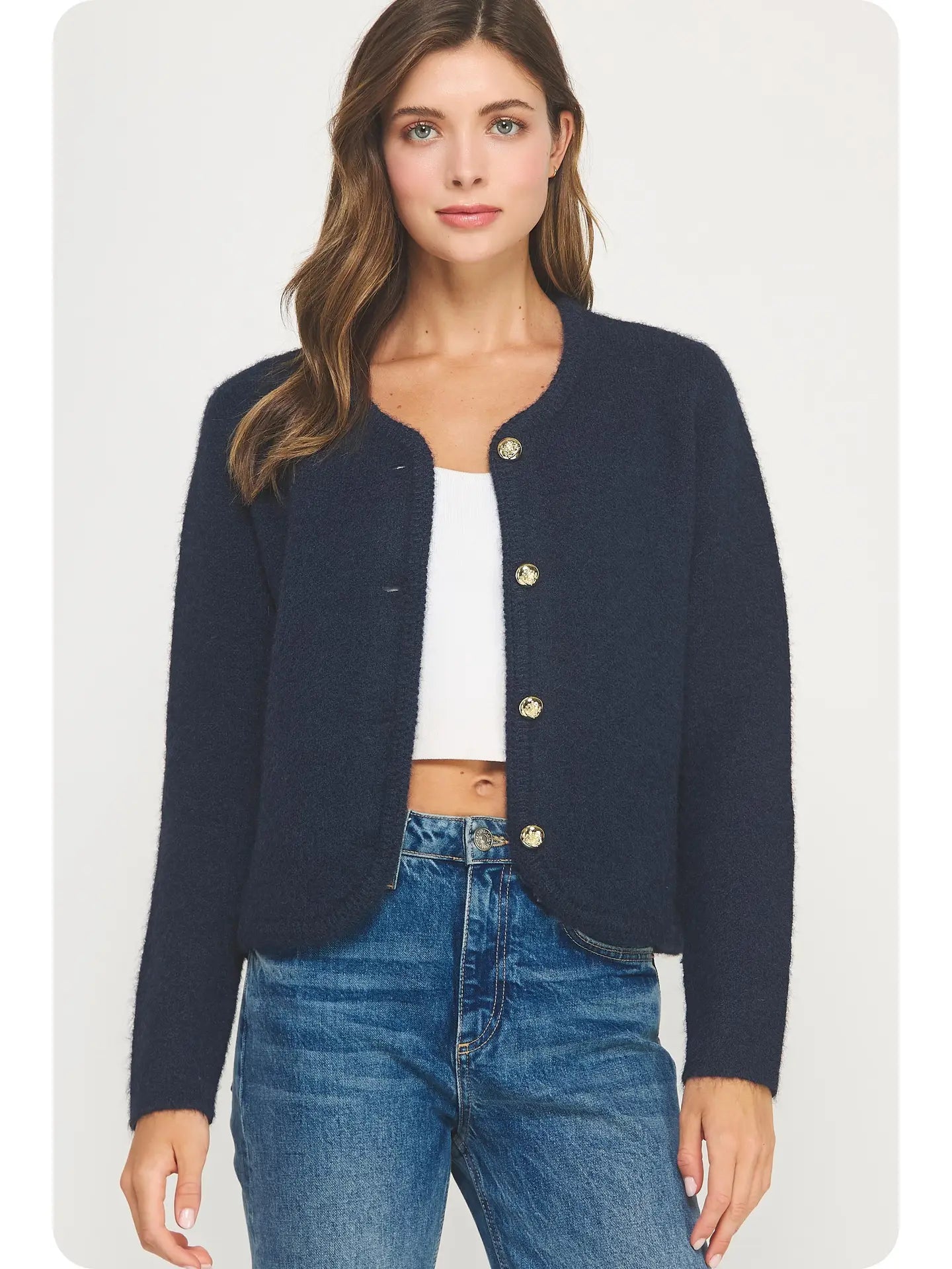 Button Down Cardigan | Navy