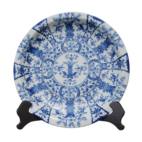 Porcelain Blue & White English Plate 18" with Stand
