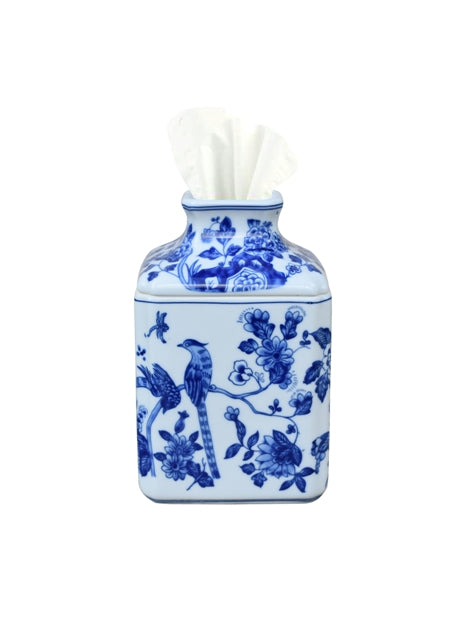 Blue and White Porcelain Square Tissue Box