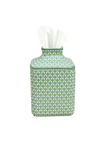 Porcelain Green Fish Scales Square Tissue Box