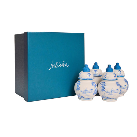 Country Estate Place Card Holder Set/4 - Delft Blue
