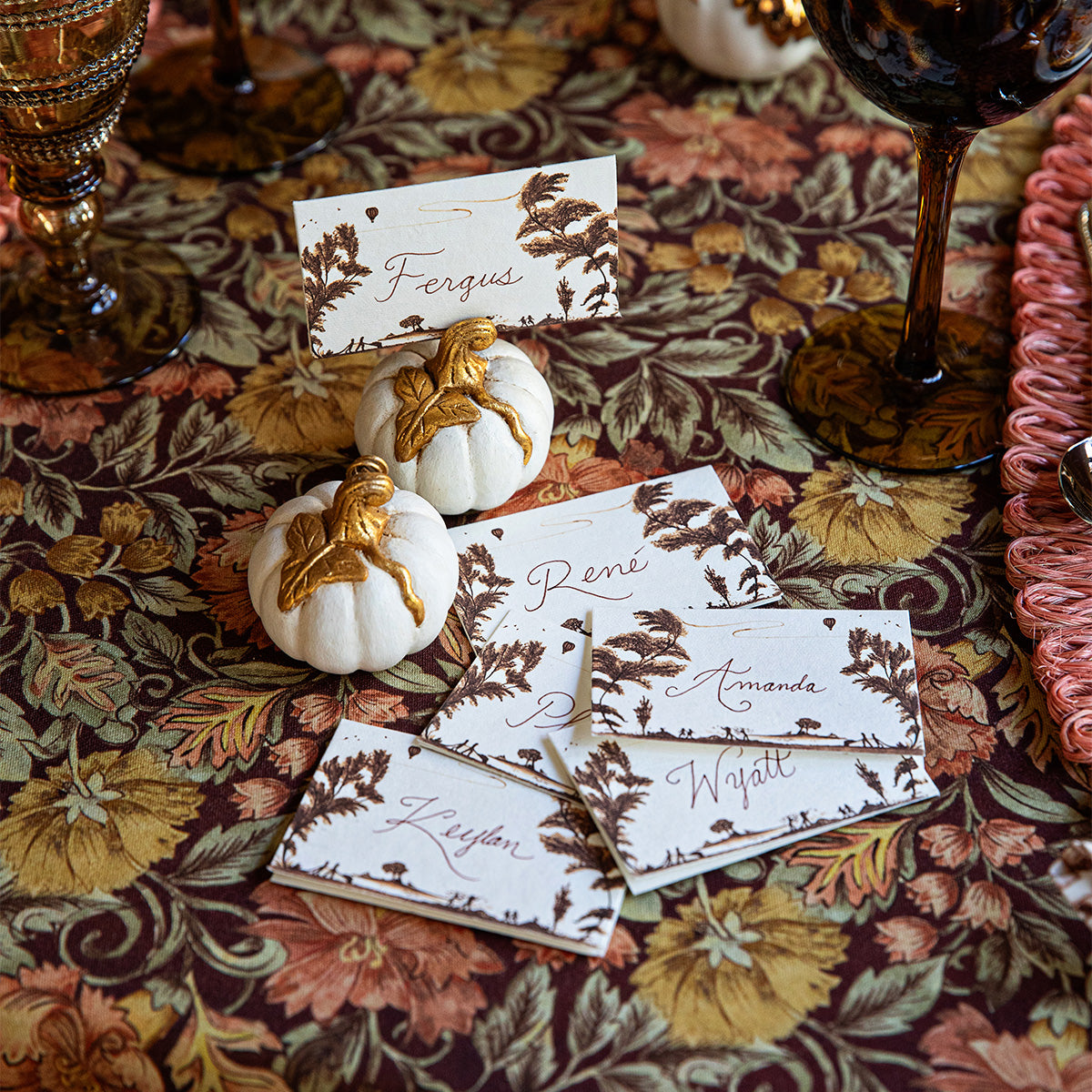 Forest Walk Pumpkin Place Card Holder Set/4 - Gold FW