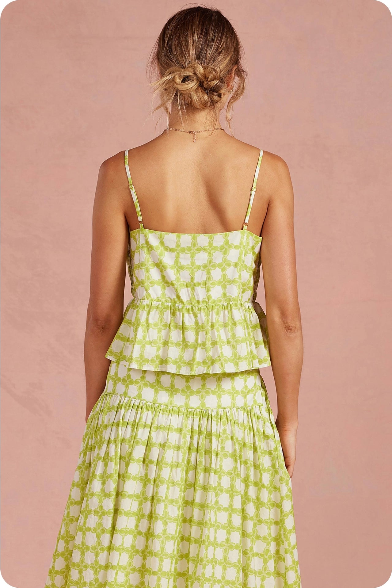 Chainlink Pintucked Peplum Cami Top
