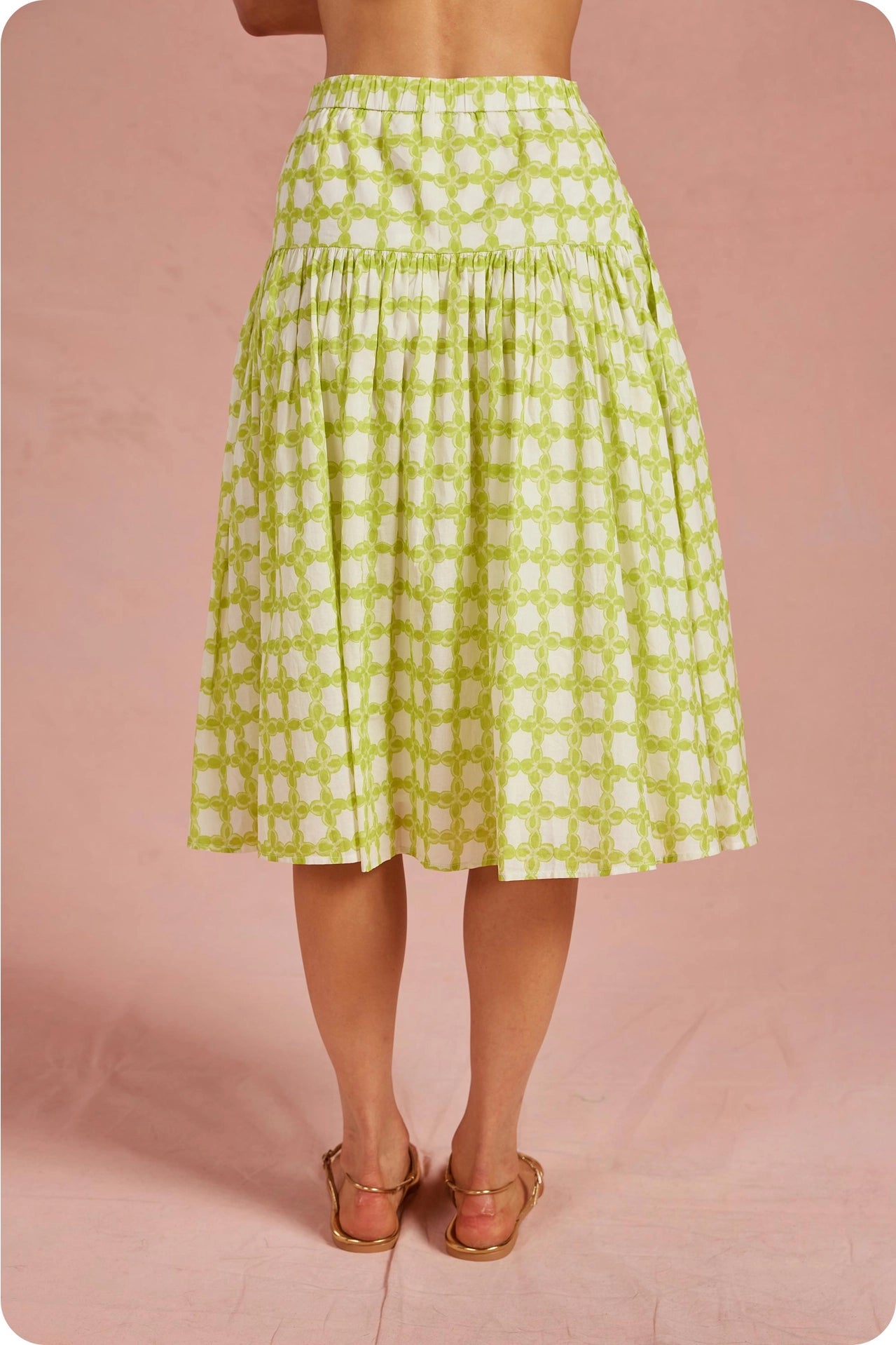 Chainlink Pintucked Midi Skirt