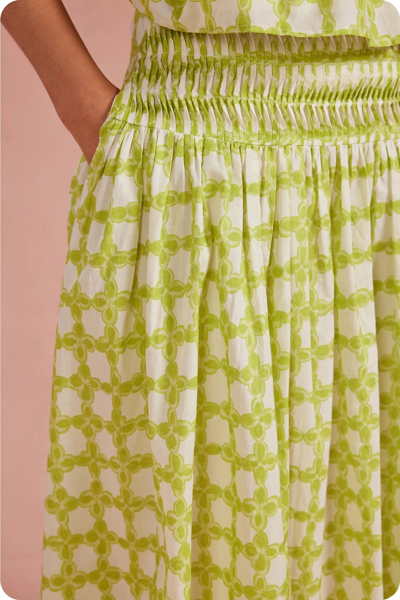 Chainlink Pintucked Midi Skirt