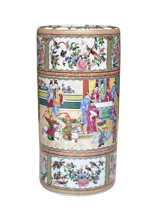 Porcelain Rose Medallion Umbrella Stand