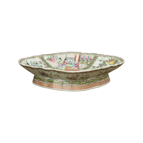 Porcelain Rose Medallion Oval Serving Plate