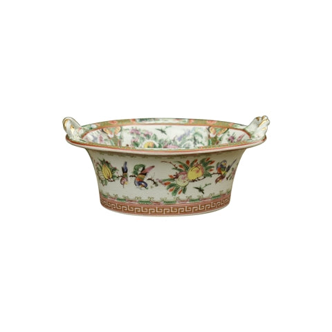 Handmade Porcelain Rose Medallion Vintage Bowl