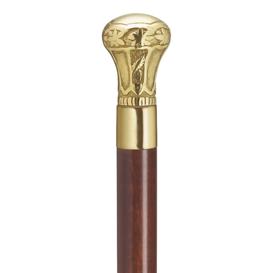 Regal Brass Knob Walnut Cane