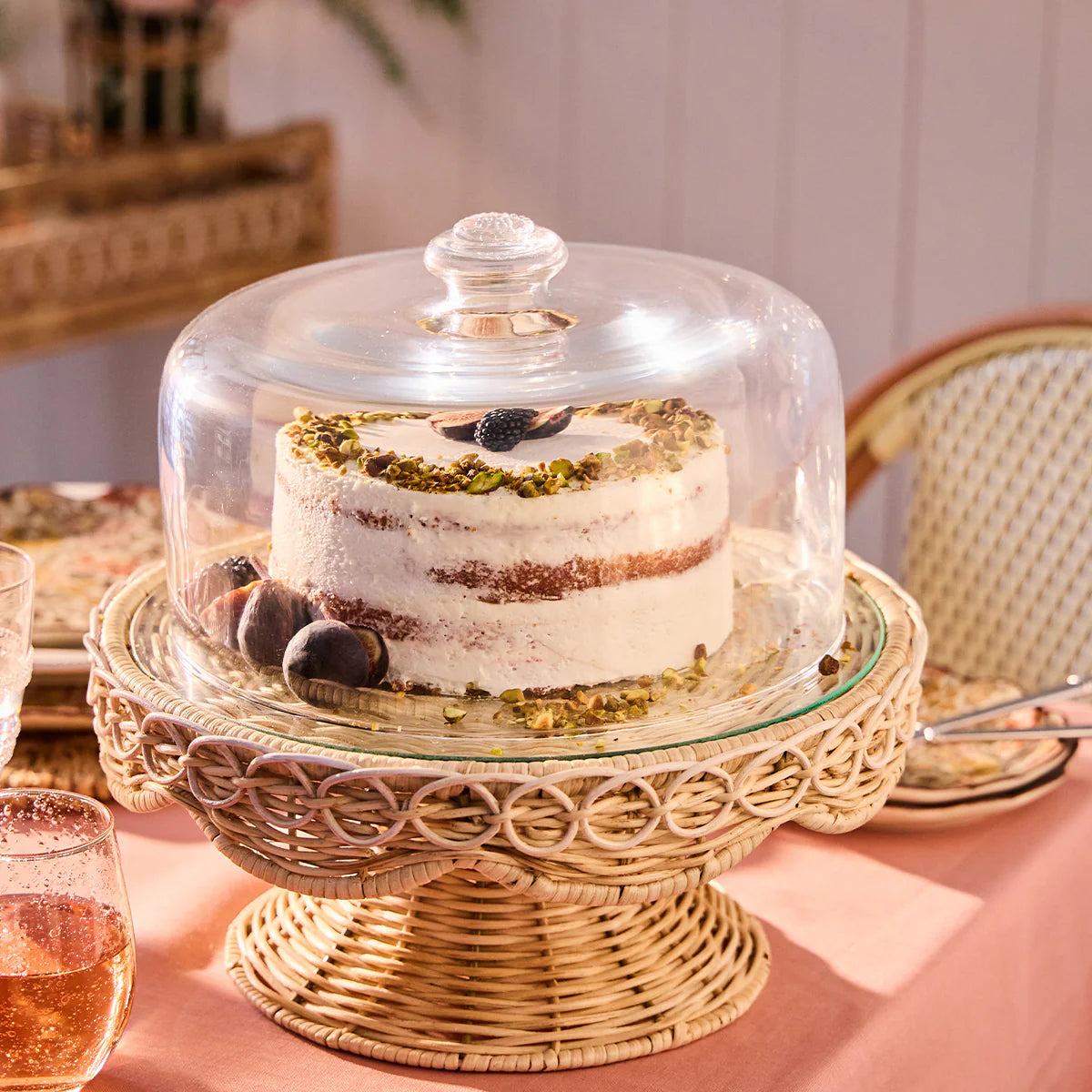 Provence Rattan Cake Stand | Whitewash