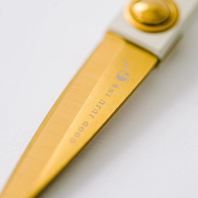 Ivory and Gold Heirloom Scissors | Sage Green Case