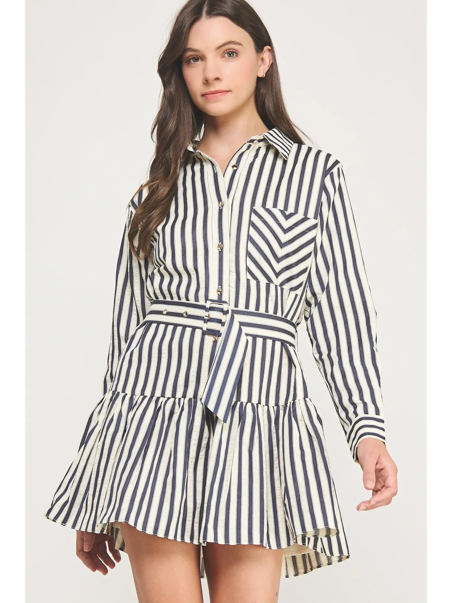 Striped Button Down Mini Dress