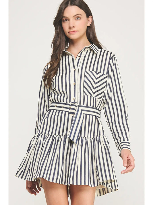 Striped Button Down Mini Dress