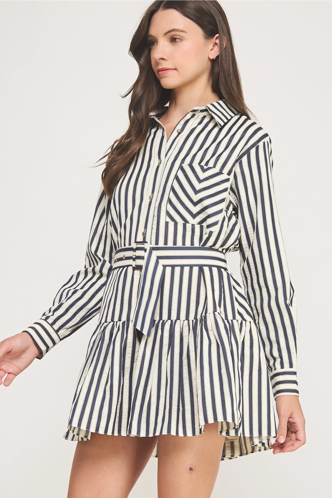Striped Button Down Mini Dress