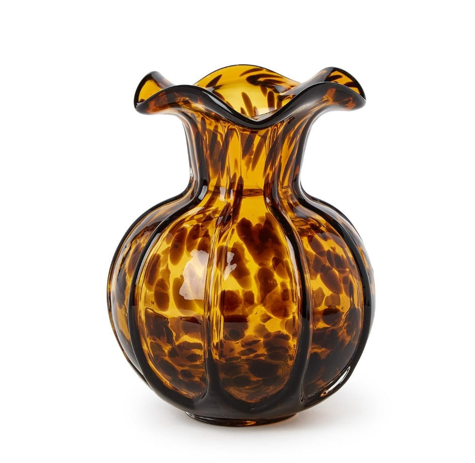 Ruffled Tortoise Vase | Hand Blown Glass