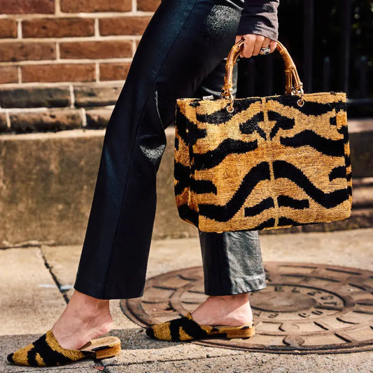 Baldiz Tiger Print Small Avery Bamboo Bag