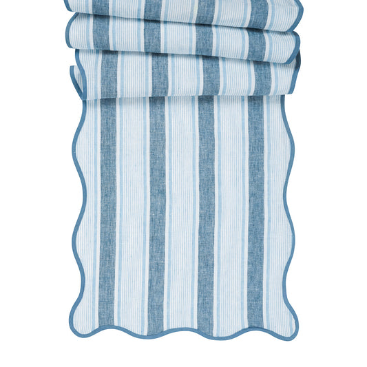 Cabana Stripe 18" x 90 Table Runner - Ocean