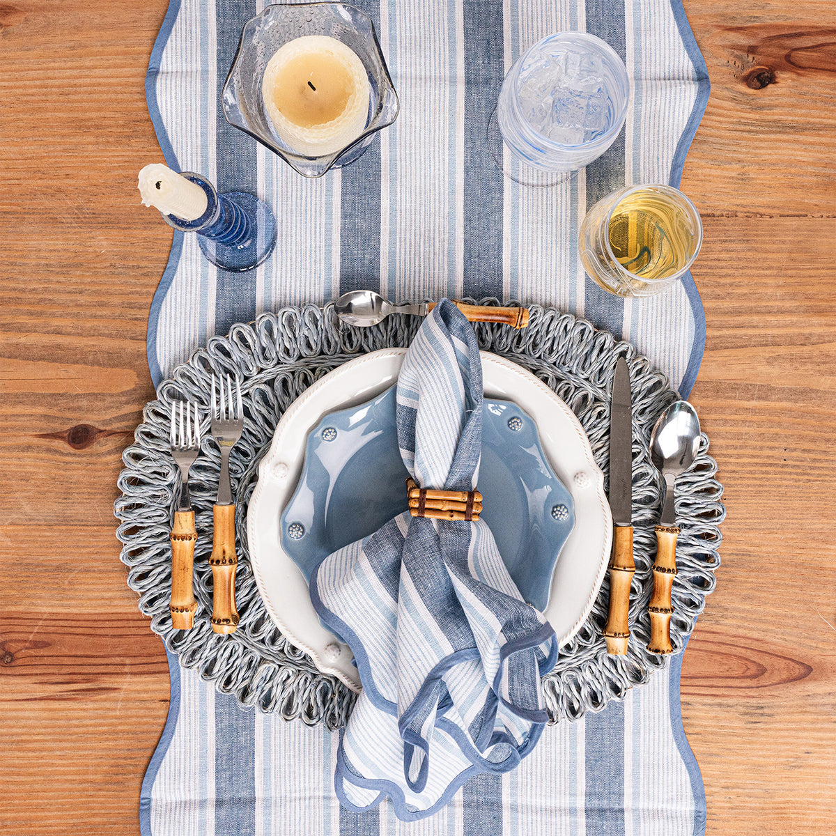 Cabana Stripe 18" x 90 Table Runner - Ocean