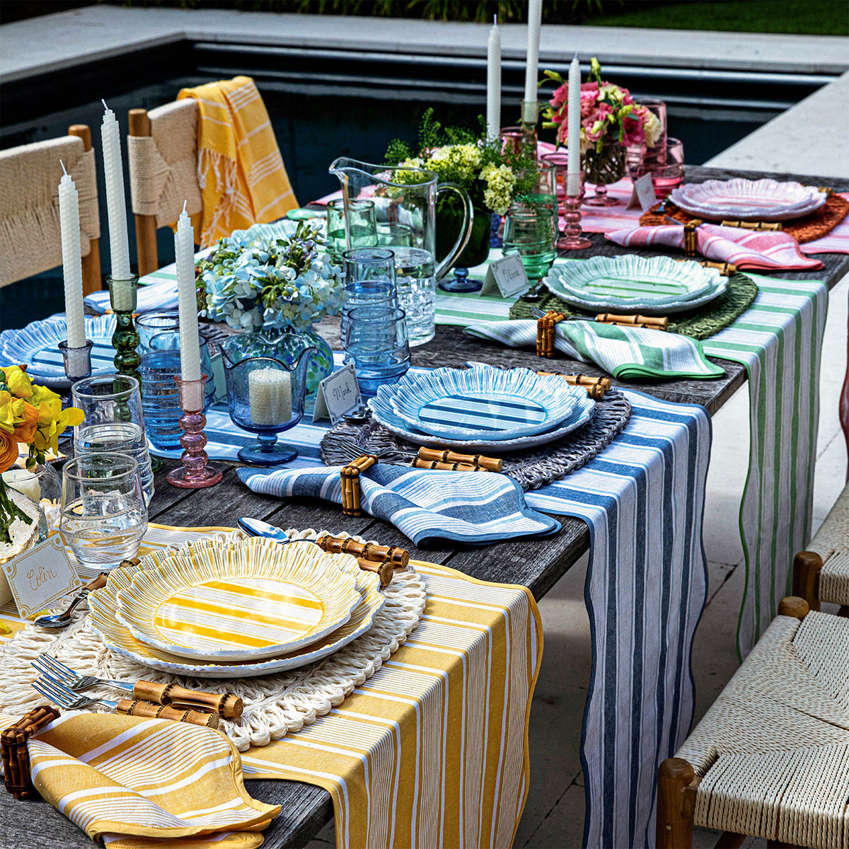 Cabana Stripe 18" x 90 Table Runner - Ocean