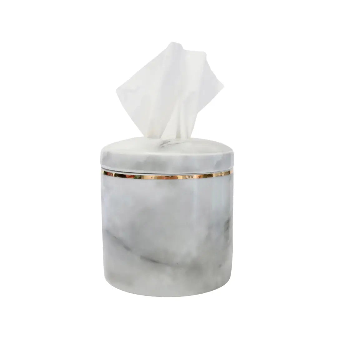 The Willow Tissue Vessel | Grey White Marble