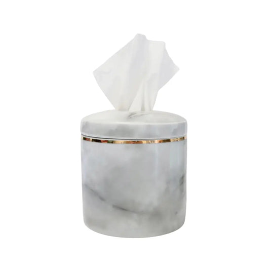 The Willow Tissue Vessel | Grey White Marble
