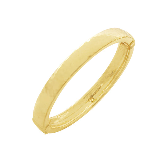 Cleopatra Oval Hinged Bangle - Gold S/M