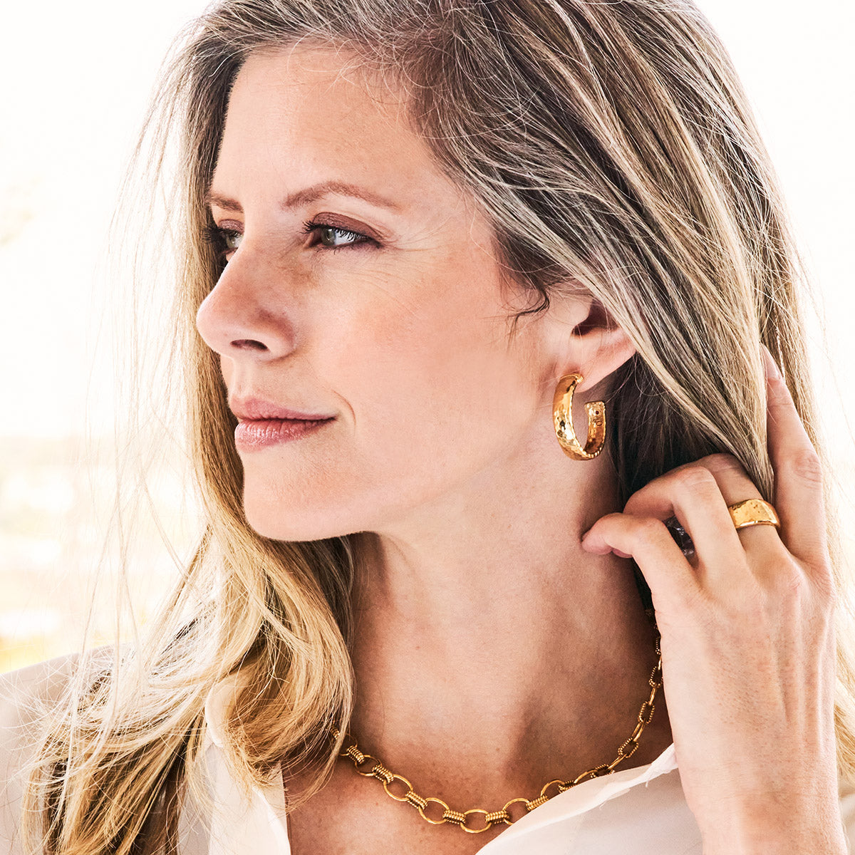 Cleopatra Classic Medium Hoop Earrings Gold