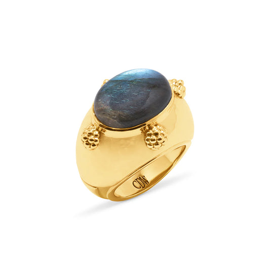 Cleopatra Oval Ring - Gold/Blue Labradorite ZEC86L/710 - Size 8