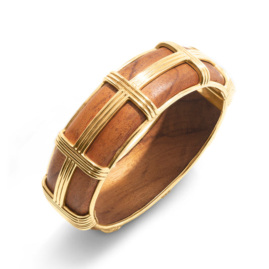 Gaia Hinged Bangle - Teak