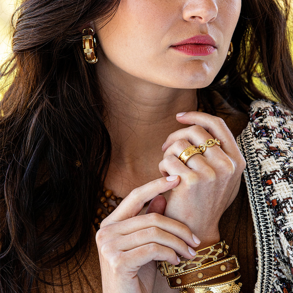 Gaia Cage Hoop Earrings - Teak