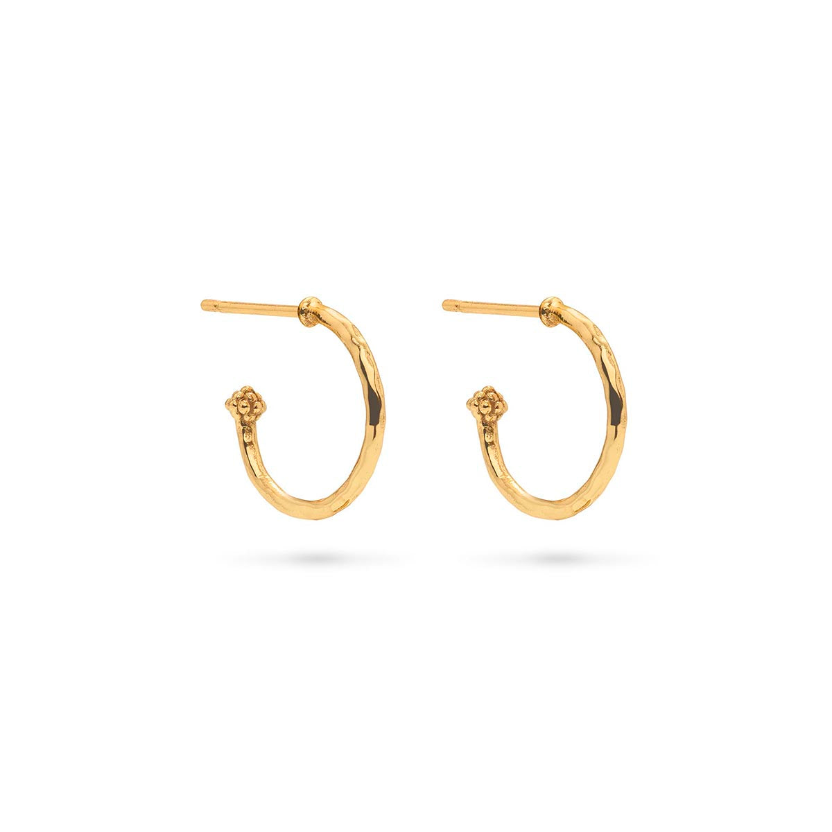 Love Hoop Earrings with Heart Charm - Gold