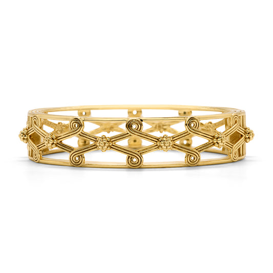 Monique Lattice Hinged Bangle Gold
