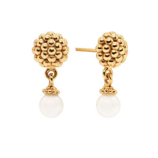 Berry Drop Stud Earrings | Pearl