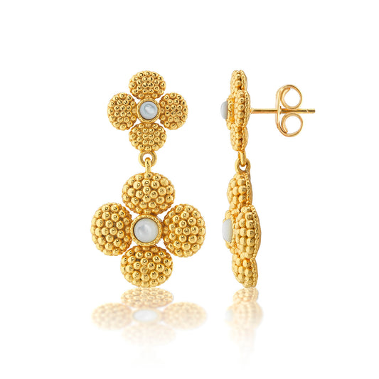 Berry Clover Convertible Duo Earrings - MOP
