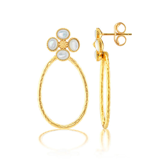 Berry Clover Teardrop Earrings - MOP
