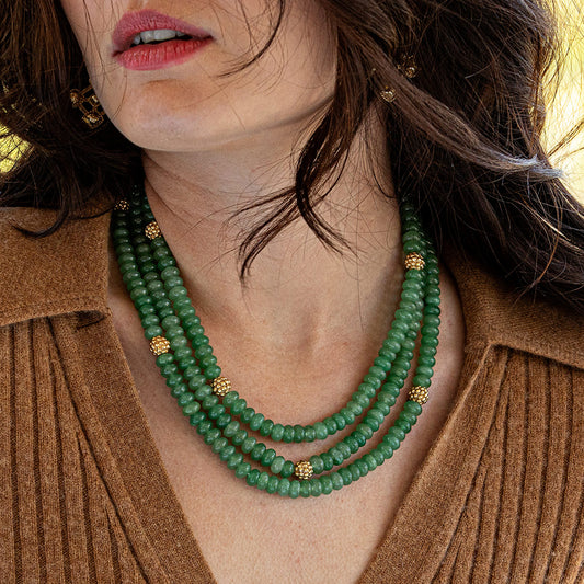 Berry & Bead Triple Strand Necklace, 18"+2" - Meadow Jade