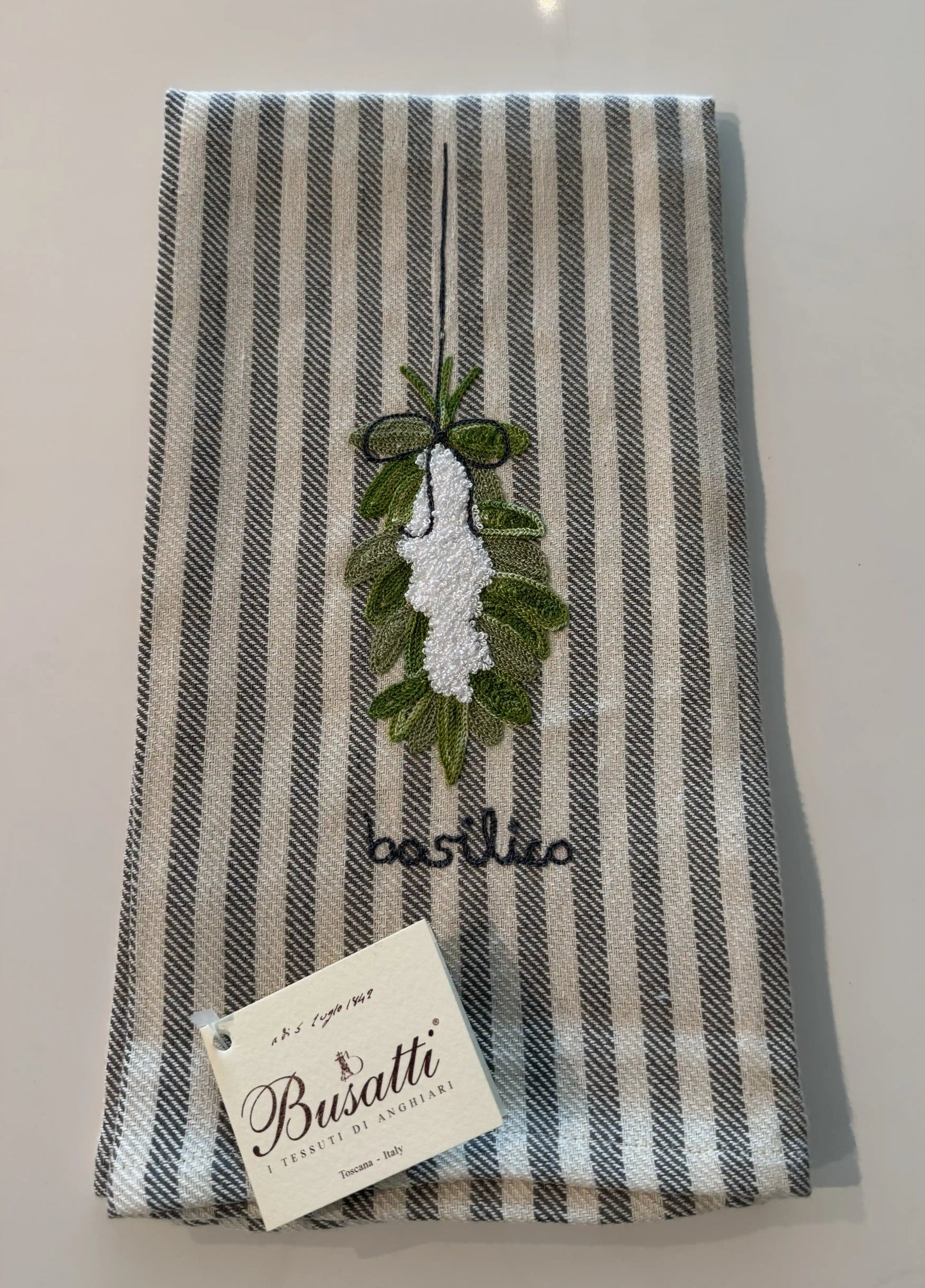 Hand Kitchen Towel with Various Herb Embroidery