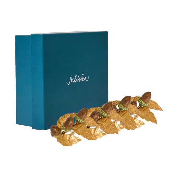 Forest Walk Acorn Napkin Ring Set/4 - Multi