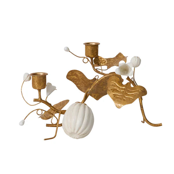 Forest Walk Pumpkin & Vine Double Candlestick Holder