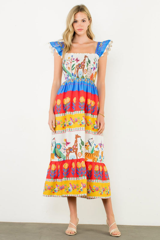 Wild Garden Smocked Maxi Dress - XS