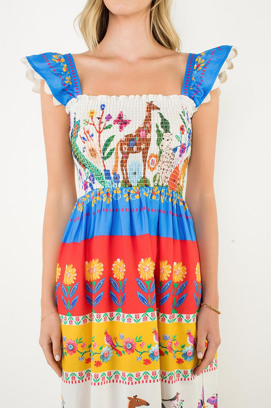 Wild Garden Smocked Maxi Dress - Large