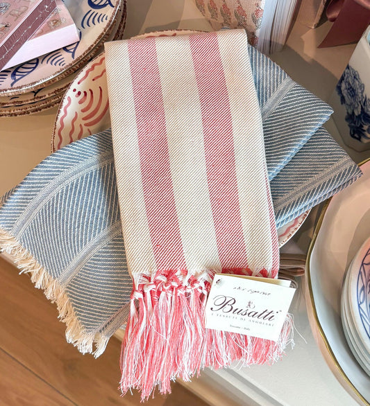 Briscola Rigata Cream/Antique Pink Guest Towel | Busatti Col. 20/10