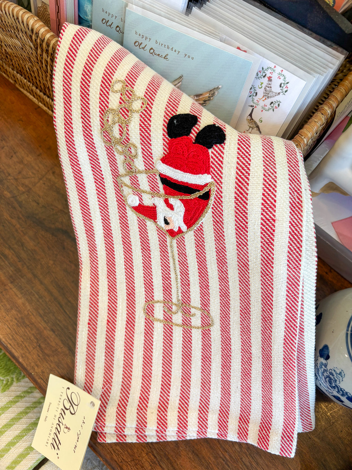 Santa Drinks Champagne Red | Busatti Pomelo Kitchen Towel | Col. 2