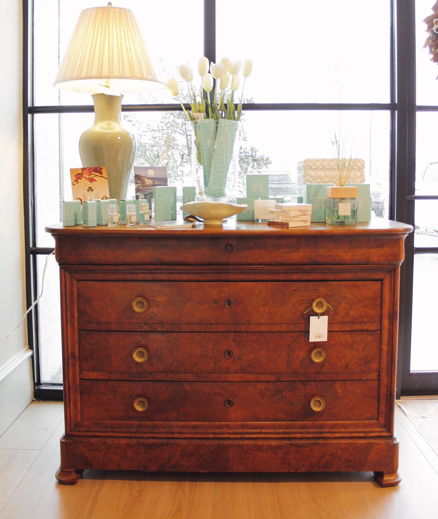 Louis Philippe Style Walnut 4 Drawer Chest - AS IS