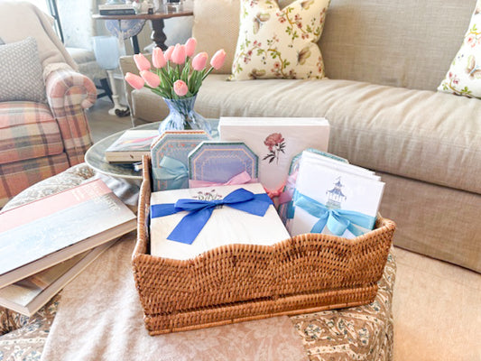 Tulips in ginger compote w/ blue ribbon | Notepad