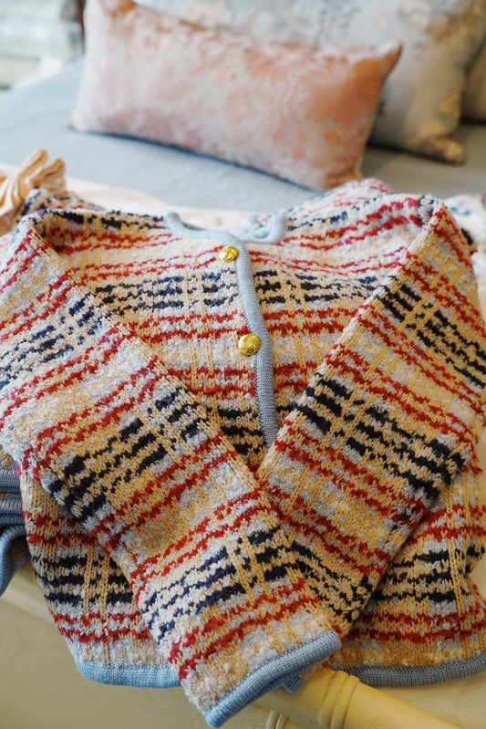 Textured Stripe Jacket | Powder Blue Multi